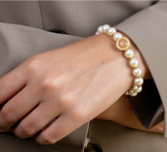 Melano Vivid Valencia Crystal Cream Pearl armband