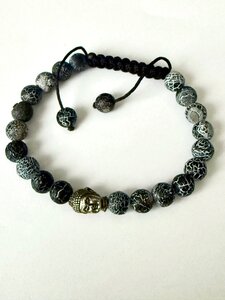 Armband Frosted crackle Agaat zwart 