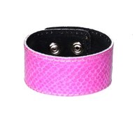 Leren Armband Snake Roze 3cm breed